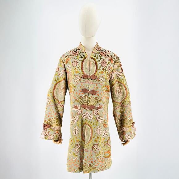 Vintage Y2K Soft Surroundings Sage Multi Embroidered Paisley Coat - Picture 1 of 8